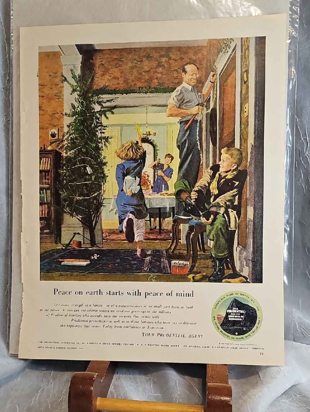 Prudential 1950 Vintage Holiday Family Art Advertisment - Multi-Color